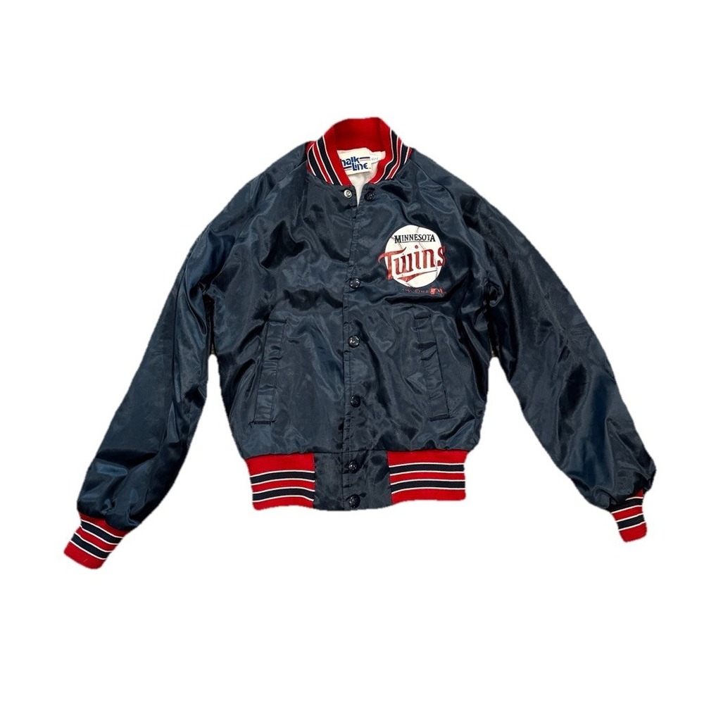 Vintage 80s Chalk Line Minnesota Twins Satin Bomber Jacket 10/12 Youth MLB - Picture 2 of 12